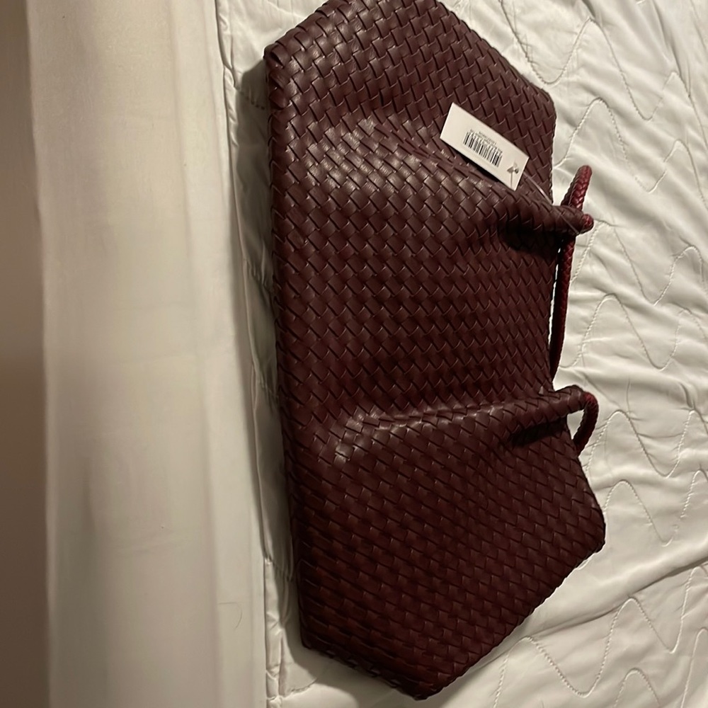 Lulu Dharma Wine Woven Vegan Leather Tote